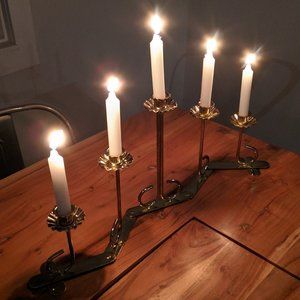 Vintage Collapsible Gold Metal Candlestick Set